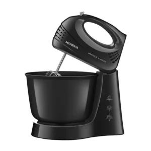 batedeira mondial prática b44b 3 velocidades + turbo, 1 tigela, 400w, preta, 220v