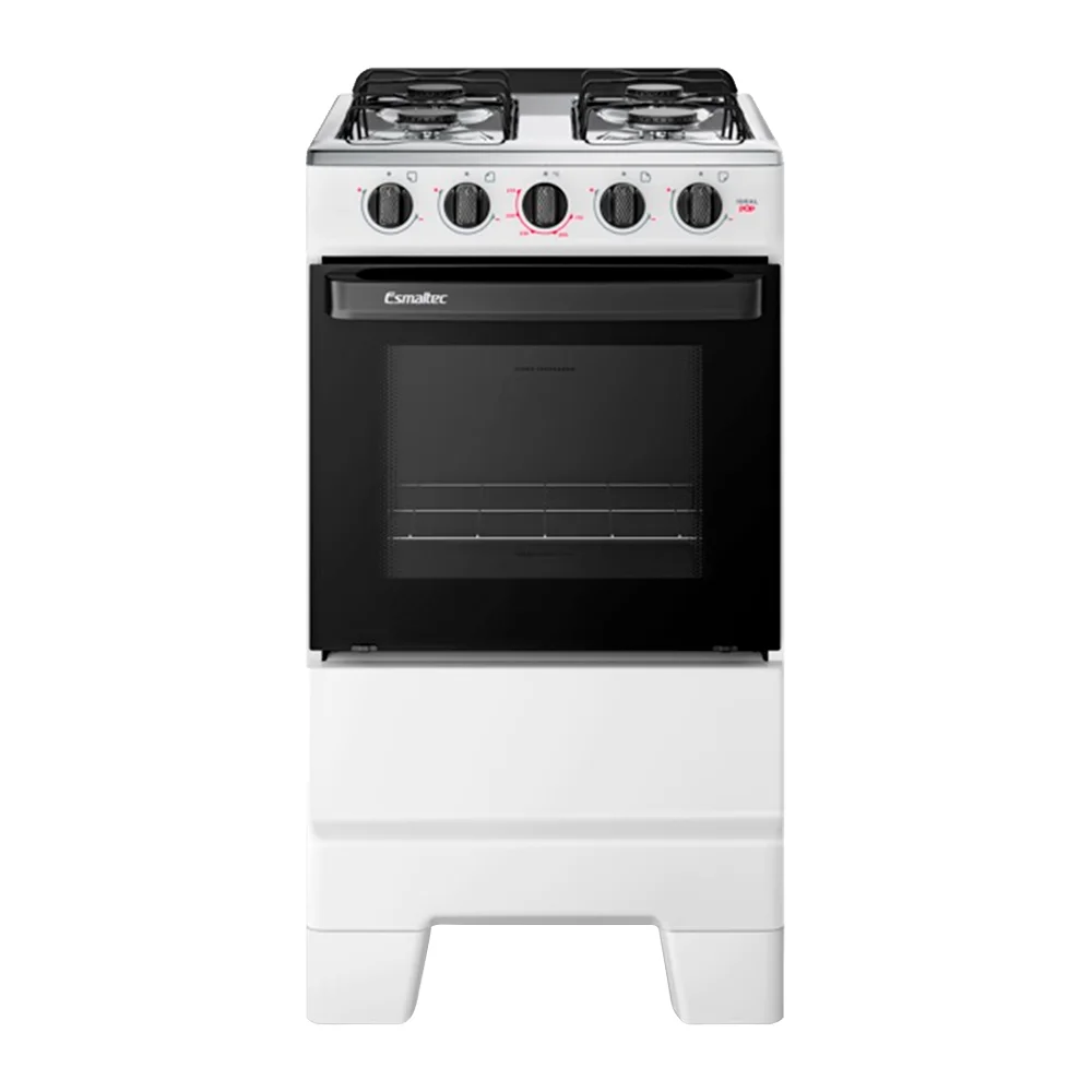 fogão de piso 4 bocas esmaltec f4isb ideal pop mesa em aço inox, acendimento manual, branco fogão de piso 4 bocas esmaltec f4isb ideal pop mesa em aço inox, acendimento manual, branco