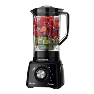 liquidificador mondial l 99 com filtro copo cristal, 3 velocidades + pulsar, 550w, preto, 110v