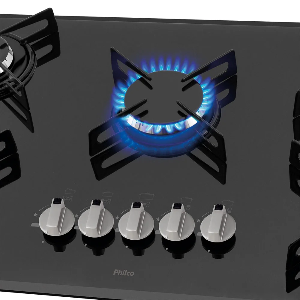 cooktop a gás 5 bocas philco cook chef 5, preto, bivolt cooktop a gás 5 bocas philco cook chef 5, preto, bivolt