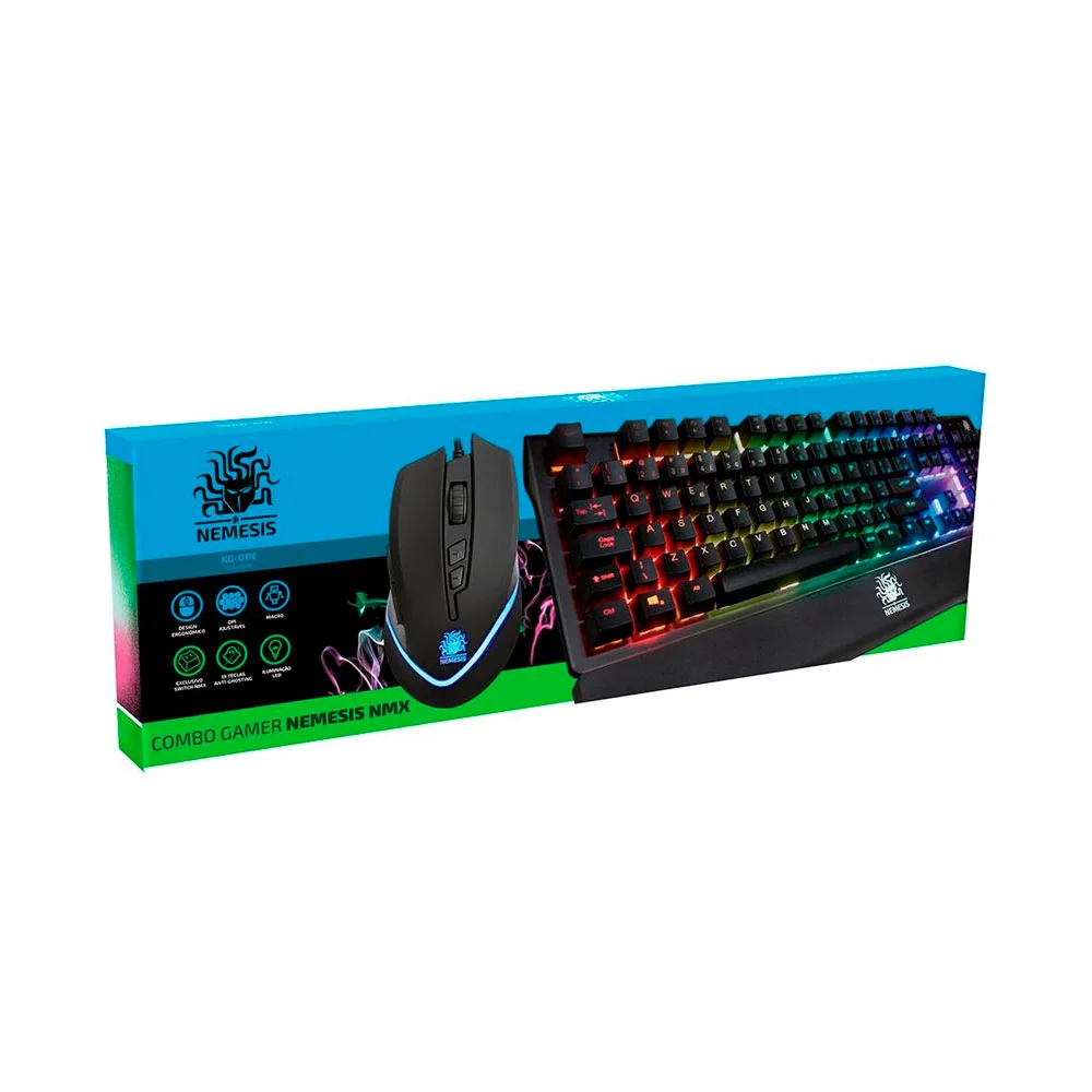 kit de teclado mecânico e mouse gamer 3200 dpi led, nemesis nmx 015 0066 kit de teclado mecânico e mouse gamer 3200 dpi led, nemesis nmx 015 0066