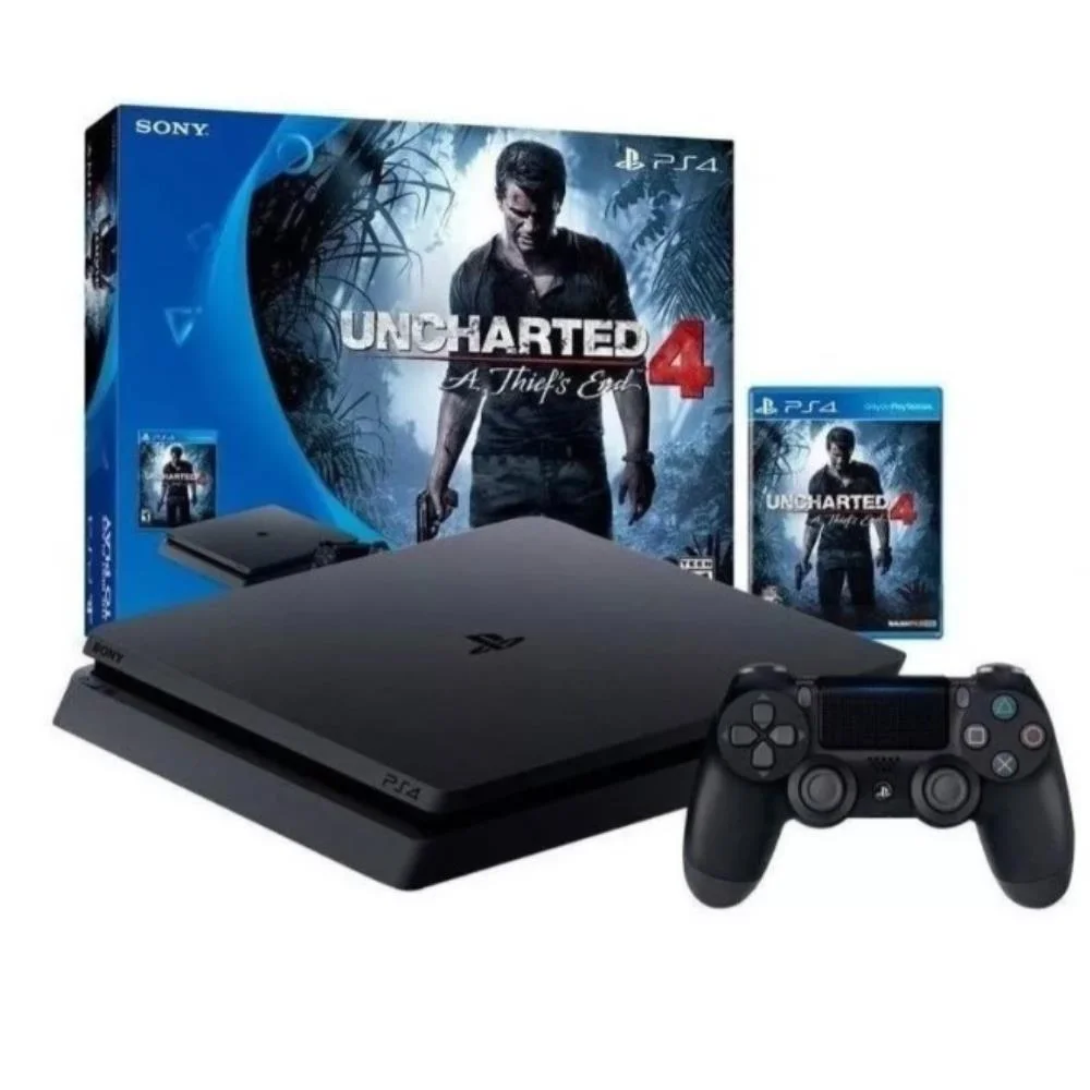 sony playstation 4 slim 500gb uncharted 4: a thiefs end bundle cor preto onyx sony playstation 4 slim 500gb uncharted 4: a thiefs end bundle cor preto onyx