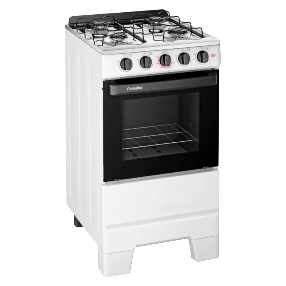 fogão de piso 4 bocas esmaltec f4isb ideal pop mesa em aço inox, acendimento manual, branco fogão de piso 4 bocas esmaltec f4isb ideal pop mesa em aço inox, acendimento manual, branco